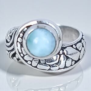 Vibe Jewelry Virgin Islands Sterling Silver Larimar Ring Handcrafted Size 6 8g